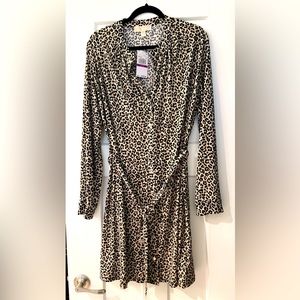 Michael Kora light leopard print shirt dress.